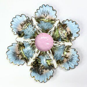 Antique Austrian Oyster Plate Riverside Life Becher & Stark Porcelain 9.25" A728